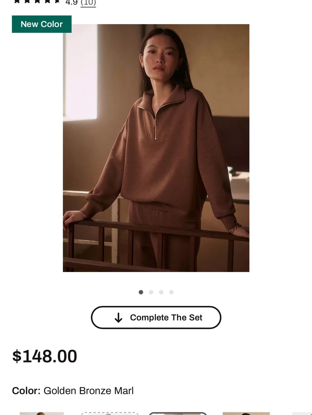 Varley Golden Bronze Marl Half-Zip Pullover